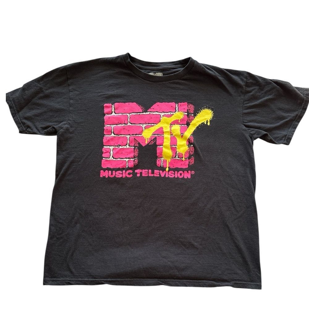 Y2K Vintage Black MTV Logo Tee Shirt Unisex Size Medium - Picture 3 of 3